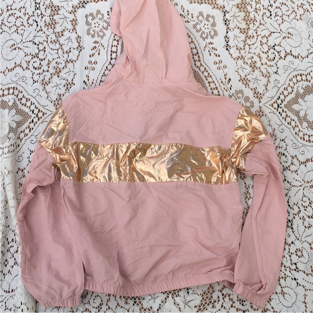 Ashley By 26 International Retro Hooded Windbreaker Pink Rose Gold Jacket - Picture 6 of 7